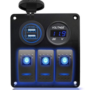 Marine Aluminum Alloy <b>Switch</b> Panel 5V 4.8A Dual <b>USB</b> LED Rocker <b>Switch</b> For Boat Car RV SUV Truck - Product Image 1