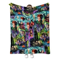 Couverture en peluche sur le thème d'Halloween : Sorcières, impression numérique personnalisée, douce en flanelle, pour lit, canapé ou voyage