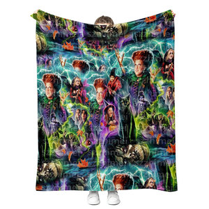 Couverture en peluche sur le thème d'Halloween : Sorcières, impression numérique personnalisée, douce en flanelle, pour lit, canapé ou voyage - Product Image 4