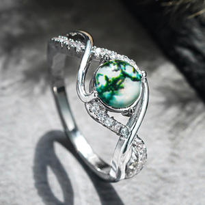 Anillo de Plata 925 A136 con Piedra Preciosa, Anillo de Compromiso Romántico para Mujer con Piedra Verde, Anillos de Moissanita - Product Image 2