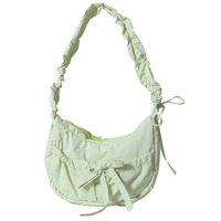 Nouveau sac bandoulière japonais pour femme, design nœud plissé, esthétique ballerine, petite taille, en nylon, mignon, style bonbon, Japon