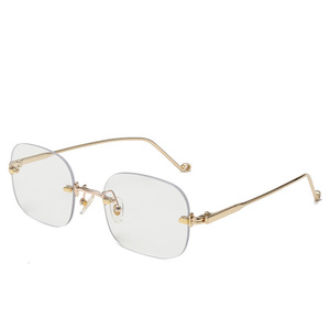 Nouvelles lunettes de soleil sans monture en métal pour femmes YC5220 B2 UV400, légères, catégorie 1, verres PC, style coréen, tendance - Product Image 5