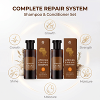 Shampooing et après-shampoing concentrés professionnels anti-pelliculaire et anti-chute de cheveux, sans sulfate, biologiques, à base de Chebe d'Afrique, marque distributeur