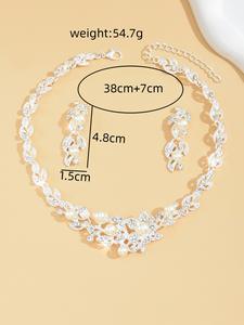 ชุดเจ้าสาวสุดหรู สร้อยคอและต่างหูประดับมุกเทียมและคริสตัล ชุบเงิน ตัวเรือนโลหะผสม ดีไซน์แบบหนามเตย สไตล์โรแมนติก สำหรับงานแต่งงาน - Product Image 6