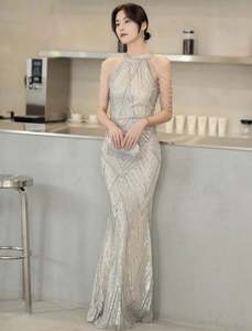 2025 OEM/ODM diskon besar-besaran gaun malam elegan wanita gaun <span class=keywords><strong>Prom</strong></span> putri duyung bahu terbuka gaun pesta ketat wanita - Product Image 3