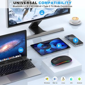 Ultra Slim <b>Mouse</b> Inalambrico Dual Mode Bt Rechargeable Colorful Souris Sans Fil 2-4ghz Optical <b>Computer</b> Wireless Gaming <b>Mouse</b> - Product Image 6