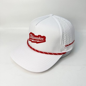 Casquette de baseball et de golf sportive à 5 panneaux, imperméable, avec logo personnalisé en patch de caoutchouc PVC, perforations découpées au laser pour le surf - Product Image 6