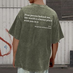 เสื้อยืดโอเวอร์ไซส์ผู้ชาย FOXA ลายกราฟิก You Are Enough สร้างแรงบันดาลใจ แขนสั้น ผ้าเจอร์ซีย์คอตตอน 100% - Product Image 3