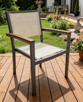 Yoshen extérieur maille meubles de patio hôtel jardin fronde chaise de salle à manger en aluminium Beige empilable maille chaises de patio