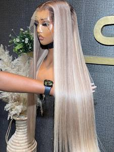 Capelli Vergini Brasiliani Remy Allineati alla Cuticola, <span class=keywords><strong>Biondo</strong></span> Cenere con Riflessi, Lisci, Nodi Decolorati, Lunghi 30 Pollici, HD Grande/Piccolo - Product Image 6