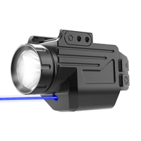 Lampe de poche tactique de chasse avec viseur laser, LASER WIN 2HY19 CREE 5W LED 1000 Lumen 450-480nm, Laser bleu 8H, Rechargeable par USB