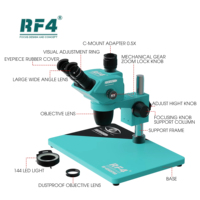Microscope Stéréo Trinocular RF4 RF-6565PRO 6.5-65X ZOOM Anti-poussière Grande Base pour Réparation et Amélioration de Téléphones Mobiles et Formation