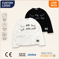 T-shirt Homme Personnalisé en Coton Épais à Manches Longues, Imprimé Graphique Cheval Vintage, Coupe Oversize Boxy, Style Streetwear, Vente en Gros