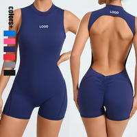 Combinaison de yoga une pièce sans manches pour femme, coupe ample, respirante, effet push-up fessier, dos élégant, idéale pour la gym et l'été