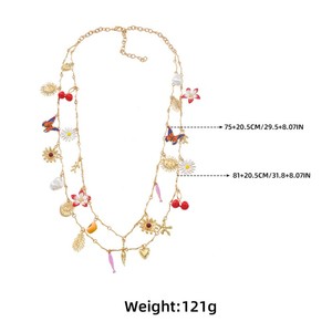 <span class=keywords><strong>Collana</strong></span> con Ciondolo Bohémien alla Moda in Lega con Motivi <span class=keywords><strong>di</strong></span> Pesci, Foglie, <span class=keywords><strong>Fiori</strong></span>, Ciliegie e <span class=keywords><strong>Margherite</strong></span> - Product Image 6