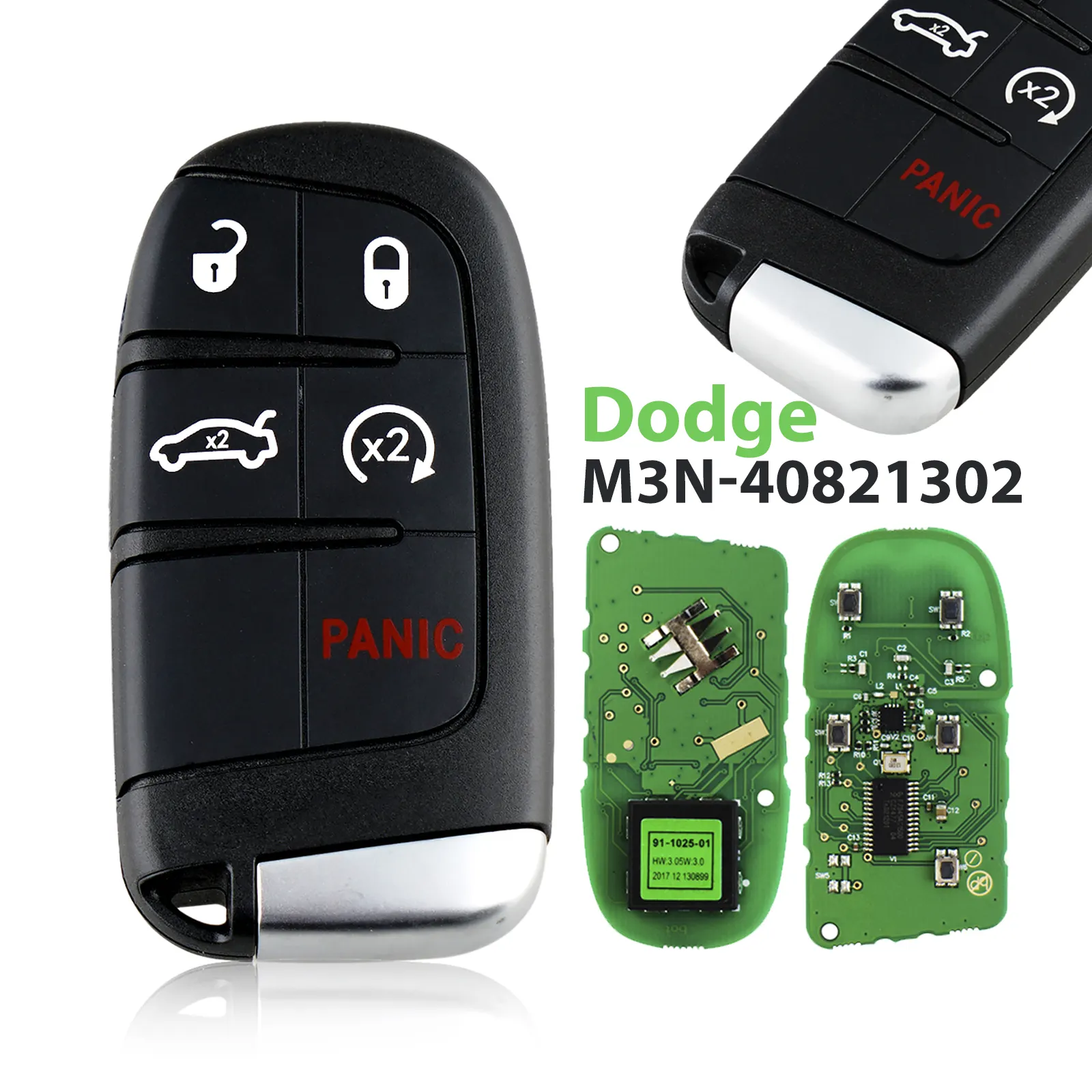 5 Buttons 433MHz Smart Keyless Entry Car Fob Remote Key 46chip For 2011-2021Dodge Charger Dart 300 200 500X FCC ID: M3N-40821302