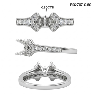Retro 18K White Gold Bowtie Butterfly Natural Diamond Engagement <b>Ring</b> Mounting Ribbon Motif Jewelry China Factory Manufacturer - Product Image 5
