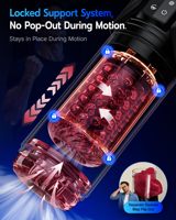 Masturbateur masculin automatique étanche avec contrôle par application, fonctions de poussée, rotation et succion, mains libres, avec base à ventouse