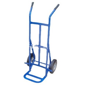 Chariot à main robuste à deux roues Ht1003 en acier thermolaqué, chariot d'entrepôt industriel bleu, monocouche, durable - Product Image 2