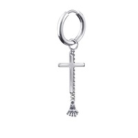 Boucles d'oreilles pendantes tendance en acier inoxydable avec motif croix hip-hop et main fantôme, bijoux d'oreille originaux pour hommes, femmes et étudiants