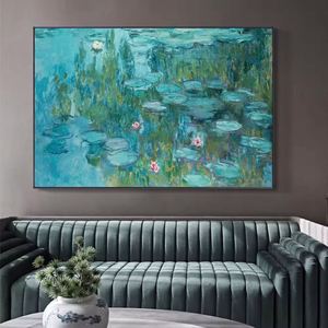 Reproduction d'art impressionniste faite à la main, célèbre <span class=keywords><strong>peinture</strong></span> à l'huile de <span class=keywords><strong>Monet</strong></span>, fleur de lotus blanche - Product Image 4