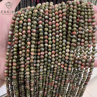 Perles en vrac de pierre naturelle unakite facettée de 2 mm, 3 mm, 4 mm pour la fabrication de bijoux, vente en gros