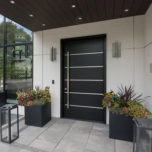 2024 último diseño Villa moderna entrada principal residencial puerta de madera Puerta de pivote frontal Exterior de madera con marco para casas