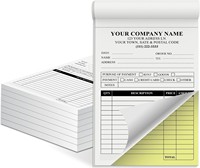 Carnet de reçus autocopiants en 2 feuillets avec logo personnalisé, 50 jeux numérotés en série, perforés, pour comptoir de vente au détail