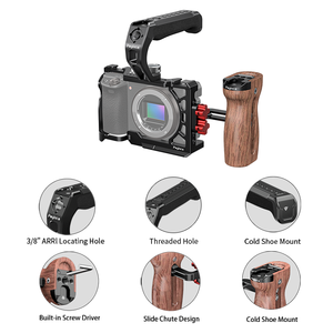 <span class=keywords><strong>Cage</strong></span> pour appareil photo <span class=keywords><strong>A6500</strong></span> avec poignées latérales compactes en aluminium léger compatible avec les appareils photo Alpha A6400/A6300/<span class=keywords><strong>A6500</strong></span>/A6000 - Product Image 2