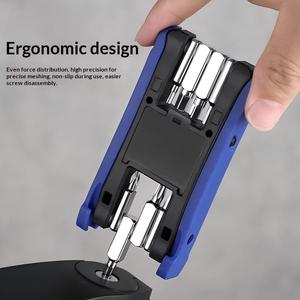 Kit d'outils de réparation de vélo, outil de réparation de pneus hexagonaux internes, patchs de réparation de pneus, outil multifonctionnel mini pliable, levier de pneu - Product Image 6