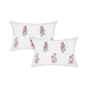 Parure de lit en coton imprimé à la main unique, motif floral bohème, avec housses de coussin, style indien Jaipur, drap plat Queen/King - Product Image 3
