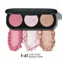 Palette de contour et d'enlumineur 3 couleurs, palette de maquillage pour le visage 3 en 1 à étiquette privée