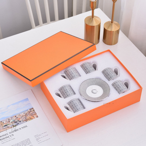 Tazas de Café de Porcelana Fina, Estilo Europeo de Lujo, Juego de 6 Tazas y Platos, Venta al Por Mayor - Product Image 5