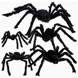 Araignée géante effrayante d'Halloween avec lumière LED violette, accessoire réaliste en peluche pour la décoration de jardin, pelouse ou fête en extérieur - Product Image 5