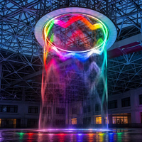 Fontaine numérique extérieure professionnelle à rideau d'eau, lumières RGB/laser, étanche IP68, construction en acier inoxydable