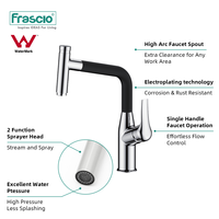 Frascio Robinet d'évier de luxe pliable monté sur le pont Robinets chauds et froids pour éviers de cuisine Robinet de cuisine en laiton