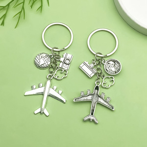 Porte-clés avion en alliage d'argent antique avec breloque caméra Terre, accessoire de bijouterie portable pour cadeaux créatifs DIY - Product Image 3