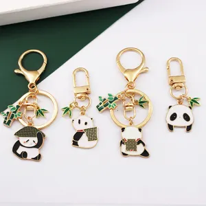 RENHUI Personalized Panda Staffed Cute Animals Panda Keyring Key Ring Custom Metal Animal Keychains Key Chains For Kids