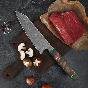 Couteau de chef à trancher de 8 pouces en acier Damas 10Cr15CoMoV, manche stabilisé en bois de grenade et résine, couteau de cuisine tranchant - Product Image 1