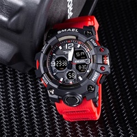 Montre de sport pour femme SMAEL 8008, étanche 5 ATM, affichage numérique et analogique à quartz avec chronomètre, alarme et breloque