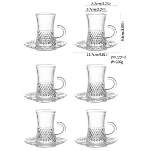 <strong>Turkish</strong> Coffee <strong>Cup</strong> Saucer Set 110ml Glass European-style High-end Exquisite Afternoon <strong>Tea</strong> <strong>Cup</strong> with Handle - Product Image 6