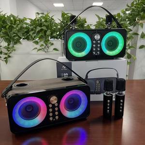 YS607 Enceinte portable sans fil double, motif cuir, pour extérieur et intérieur, avec fonction Karaoké - Product Image 2