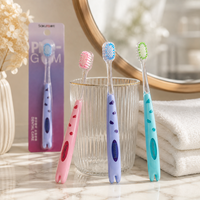 Brosse à dents pour adultes en nylon à poils moyens, personnalisable en gros, avec manche antidérapant pour un nettoyage en profondeur à domicile