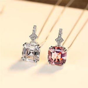 Joyería fina, cadena de caja de Plata de Ley 925, collar con abalorio de <span class=keywords><strong>morganita</strong></span> de 8mm con corte Asscher - Product Image 3