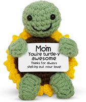 Mini Tortue au Crochet Faite Main avec Motif Tournesol et Carte Message – Cadeau Fête des Pères pour Papa