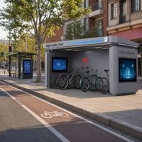 Fahrradparkplatz-Überdachung mit Anpassbarer Anzeige, Kamera und Ladevorrichtung