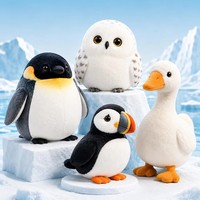 Ensemble de figurines en peluche de luxe d'animaux polaires, pingouin empereur, hibou des neiges, pétrel, peluches douces pour décoration polaire
