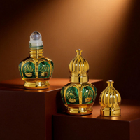 Flacon de parfum en verre haut de gamme de 3 ml avec design couronne, étui métallique, petit cadeau de luxe, flacon à bille pour Oud Attar Musk