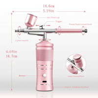 Nouveau kit de compresseur de bronzage par pulvérisation portable en aluminium rechargeable par USB, personnalisé avec étiquette privée, pour mini-peinture sur visage et nail art 2024