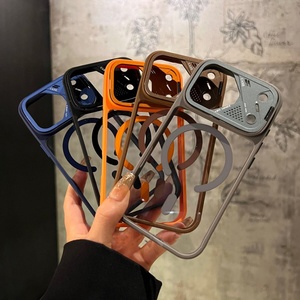 Nuevas Fundas Magnéticas Transparentes para iPhone 17 15 16 Pro Max con Soporte Metálico Oculto para Lentes, Parachoques Antigolpes y Cubierta Trasera - Product Image 2